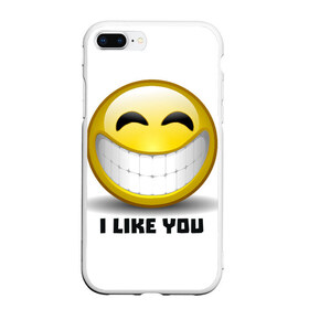 Чехол для iPhone 7Plus/8 Plus матовый с принтом I like you в Белгороде, Силикон | Область печати: задняя сторона чехла, без боковых панелей | emoji | зубы | интернет | любовь | мем | настроение | симпатия | смайл | смайлик | улыбка | эмоджи