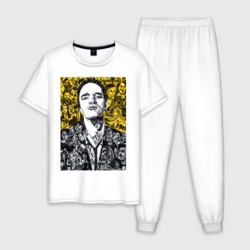 Мужская пижама хлопок с принтом Tarantino x films в Белгороде, 100% хлопок | брюки и футболка прямого кроя, без карманов, на брюках мягкая резинка на поясе и по низу штанин
 | здезда | квентин | тарантино | фильм