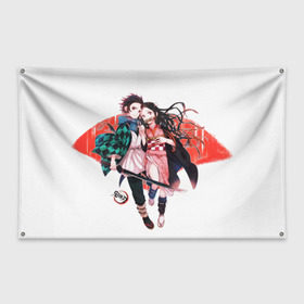 Флаг-баннер с принтом Клинок рассекающий демонов в Белгороде, 100% полиэстер | размер 67 х 109 см, плотность ткани — 95 г/м2; по краям флага есть четыре люверса для крепления | kimetsu no yaiba | клинок рассекающий демонов | нэдзуко | тандзиро