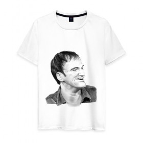Мужская футболка хлопок с принтом Квентин Тарантино в Белгороде, 100% хлопок | прямой крой, круглый вырез горловины, длина до линии бедер, слегка спущенное плечо. | 