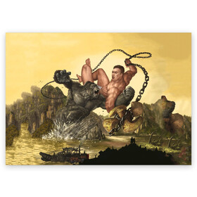 Поздравительная открытка с принтом Aniki Fight Art в Белгороде, 100% бумага | плотность бумаги 280 г/м2, матовая, на обратной стороне линовка и место для марки
 | aniki | aquarell | art | billy | billy herrington | gachi | gachimuchi | van | акварель | аники | арт | вэн | гачи | гачибасс | гачимучи