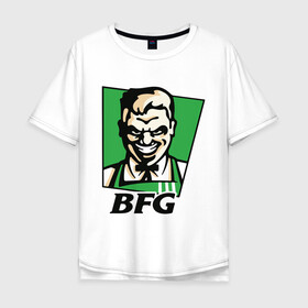 Мужская футболка хлопок Oversize с принтом BFG в Белгороде, 100% хлопок | свободный крой, круглый ворот, “спинка” длиннее передней части | Тематика изображения на принте: bfg | doom | doom eternal | дум