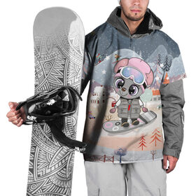 Накидка на куртку 3D с принтом Милая мышка на сноуборде в Белгороде, 100% полиэстер |  | 