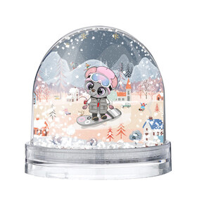 Снежный шар с принтом Милая мышка на сноуборде в Белгороде, Пластик | Изображение внутри шара печатается на глянцевой фотобумаге с двух сторон | Тематика изображения на принте: 