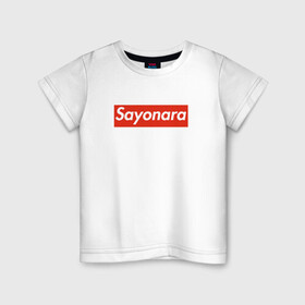 Детская футболка хлопок с принтом SAYONARA BOY. в Белгороде, 100% хлопок | круглый вырез горловины, полуприлегающий силуэт, длина до линии бедер | aldjey | allj | rap | sayonara boy | музыка | певец | рэп | сеньора бой | хип хоп | элджей