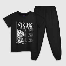 Детская пижама хлопок с принтом Viking world tour в Белгороде, 100% хлопок |  брюки и футболка прямого кроя, без карманов, на брюках мягкая резинка на поясе и по низу штанин
 | tour | viking | vikings | world | викинг | викинги | воин | русь | скандинавы | славяне | тур | турне | язычник