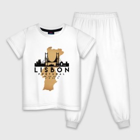 Детская пижама хлопок с принтом Лиссабон (Португалия) в Белгороде, 100% хлопок |  брюки и футболка прямого кроя, без карманов, на брюках мягкая резинка на поясе и по низу штанин
 | city | lisbon | portugal | ronaldo | travel | город | европа | карта | лиссабон | мир | португалия | приключение | путешествие | роналду | столица | страна | тиризм | турист | флаг