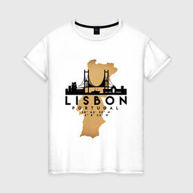 Женская футболка хлопок с принтом Лиссабон (Португалия) в Белгороде, 100% хлопок | прямой крой, круглый вырез горловины, длина до линии бедер, слегка спущенное плечо | city | lisbon | portugal | ronaldo | travel | город | европа | карта | лиссабон | мир | португалия | приключение | путешествие | роналду | столица | страна | тиризм | турист | флаг