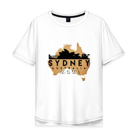 Мужская футболка хлопок Oversize с принтом Сидней (Австралия) в Белгороде, 100% хлопок | свободный крой, круглый ворот, “спинка” длиннее передней части | Тематика изображения на принте: 