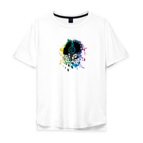 Мужская футболка хлопок Oversize с принтом Музыка в Белгороде, 100% хлопок | свободный крой, круглый ворот, “спинка” длиннее передней части | краски | музыка | наушники | ноты | рисунок