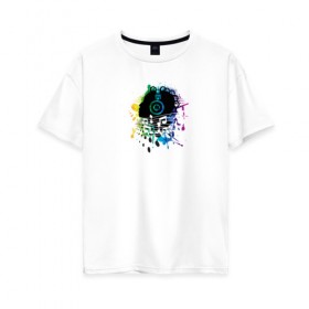 Женская футболка хлопок Oversize с принтом Музыка в Белгороде, 100% хлопок | свободный крой, круглый ворот, спущенный рукав, длина до линии бедер
 | краски | музыка | наушники | ноты | рисунок