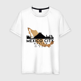 Мужская футболка хлопок с принтом Мехико (Мексика) в Белгороде, 100% хлопок | прямой крой, круглый вырез горловины, длина до линии бедер, слегка спущенное плечо. | city | mexico | travel | город | европа | карта | мексика | мехико | мир | приключение | путешествие | столица | страна | тиризм | турист | флаг