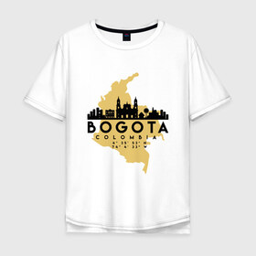 Мужская футболка хлопок Oversize с принтом Богота (Колумбия) в Белгороде, 100% хлопок | свободный крой, круглый ворот, “спинка” длиннее передней части | bogota | city | columbia | travel | богота | город | европа | карта | колумбия | мир | приключение | путешествие | столица | страна | туризм | турист | флаг