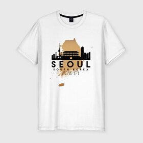 Мужская футболка хлопок Slim с принтом Сеул (Южная Корея) в Белгороде, 92% хлопок, 8% лайкра | приталенный силуэт, круглый вырез ворота, длина до линии бедра, короткий рукав | city | korea | seoul | travel | город | европа | карта | корея | мир | приключение | путешествие | сеул | столица | страна | туризм | турист | флаг