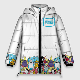 Женская зимняя куртка 3D с принтом Finn Adventure Time в Белгороде, верх — 100% полиэстер; подкладка — 100% полиэстер; утеплитель — 100% полиэстер | длина ниже бедра, силуэт Оверсайз. Есть воротник-стойка, отстегивающийся капюшон и ветрозащитная планка. 

Боковые карманы с листочкой на кнопках и внутренний карман на молнии | adventure time | dsgnosadchaya | vdosadir | бимо | время приключений | гантер | джейк | марселин | пендлтон уорд | пупырка | снежный король | финн