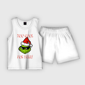 Детская пижама с шортами хлопок с принтом Гринч в Белгороде,  |  | Тематика изображения на принте: christmas | grinch | гринч | зелёный | монстр | нг | новогодний | новый год | рождество