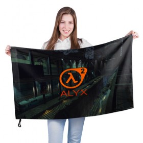 Флаг 3D с принтом half-life 2 ALYX в Белгороде, 100% полиэстер | плотность ткани — 95 г/м2, размер — 67 х 109 см. Принт наносится с одной стороны | 