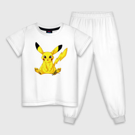 Детская пижама хлопок с принтом Пикачу в Белгороде, 100% хлопок |  брюки и футболка прямого кроя, без карманов, на брюках мягкая резинка на поясе и по низу штанин
 | пикачу покемон желтый пика
