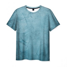 Мужская футболка 3D с принтом Оттенки синего в Белгороде, 100% полиэфир | прямой крой, круглый вырез горловины, длина до линии бедер | камень | краска | краски | синий | стена | текстура | фон | штукатурка