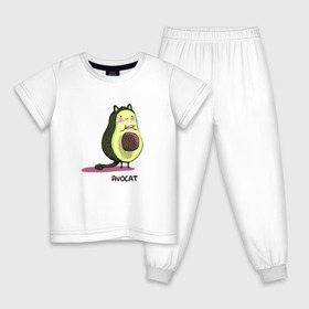 Детская пижама хлопок с принтом Авокот в Белгороде, 100% хлопок |  брюки и футболка прямого кроя, без карманов, на брюках мягкая резинка на поясе и по низу штанин
 | avocat | авокадо | кот | рисунок