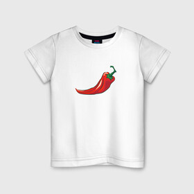 Детская футболка хлопок с принтом Перец Чили в Белгороде, 100% хлопок | круглый вырез горловины, полуприлегающий силуэт, длина до линии бедер | Тематика изображения на принте: перец | перец чили | рисунок