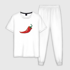 Мужская пижама хлопок с принтом Перец Чили в Белгороде, 100% хлопок | брюки и футболка прямого кроя, без карманов, на брюках мягкая резинка на поясе и по низу штанин
 | перец | перец чили | рисунок