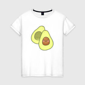 Женская футболка хлопок с принтом Авокадо в Белгороде, 100% хлопок | прямой крой, круглый вырез горловины, длина до линии бедер, слегка спущенное плечо | авокадо | рисунок