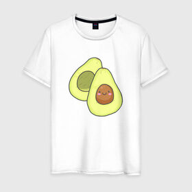 Мужская футболка хлопок с принтом Авокадо в Белгороде, 100% хлопок | прямой крой, круглый вырез горловины, длина до линии бедер, слегка спущенное плечо. | авокадо | рисунок