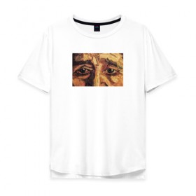 Мужская футболка хлопок Oversize с принтом искусство в Белгороде, 100% хлопок | свободный крой, круглый ворот, “спинка” длиннее передней части | взгляд | глаза | живопись | искусство | картина | масло | мужчина