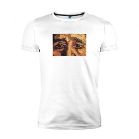 Мужская футболка премиум с принтом искусство в Белгороде, 92% хлопок, 8% лайкра | приталенный силуэт, круглый вырез ворота, длина до линии бедра, короткий рукав | взгляд | глаза | живопись | искусство | картина | масло | мужчина