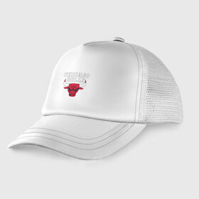 Детская кепка тракер с принтом CHICAGO BULLS в Белгороде, Козырек - 100% хлопок. Кепка - 100% полиэстер, Задняя часть - сетка | универсальный размер, пластиковая застёжка | Тематика изображения на принте: bulls | chicago | chicago bulls | nba | red bulls | usa | америка | быки | нба | сша | чикаго буллс