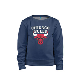 Детский свитшот хлопок с принтом CHICAGO BULLS в Белгороде, 100% хлопок | круглый вырез горловины, эластичные манжеты, пояс и воротник | bulls | chicago | chicago bulls | nba | red bulls | usa | америка | быки | нба | сша | чикаго буллс