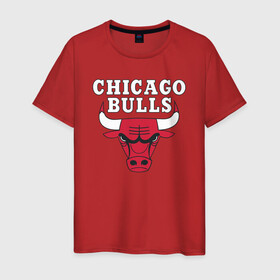Мужская футболка хлопок с принтом CHICAGO BULLS в Белгороде, 100% хлопок | прямой крой, круглый вырез горловины, длина до линии бедер, слегка спущенное плечо. | bulls | chicago | chicago bulls | nba | red bulls | usa | америка | быки | нба | сша | чикаго буллс