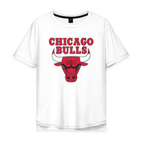 Мужская футболка хлопок Oversize с принтом CHICAGO BULLS в Белгороде, 100% хлопок | свободный крой, круглый ворот, “спинка” длиннее передней части | bulls | chicago | chicago bulls | nba | red bulls | usa | америка | быки | нба | сша | чикаго буллс