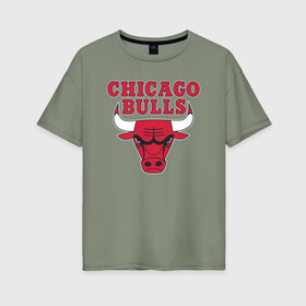 Женская футболка хлопок Oversize с принтом CHICAGO BULLS | ЧИКАГО БУЛЛС в Белгороде, 100% хлопок | свободный крой, круглый ворот, спущенный рукав, длина до линии бедер
 | bulls | chicago | chicago bulls | nba | red bulls | usa | америка | быки | нба | сша | чикаго буллс