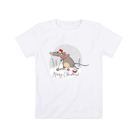 Детская футболка хлопок с принтом Крыса на самокате 2020 в Белгороде, 100% хлопок | круглый вырез горловины, полуприлегающий силуэт, длина до линии бедер | 
