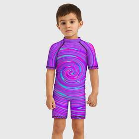 Детский купальный костюм 3D с принтом Космическая футболка в Белгороде, Полиэстер 85%, Спандекс 15% | застежка на молнии на спине | Тематика изображения на принте: кислота | космос | неон | яркая футболка