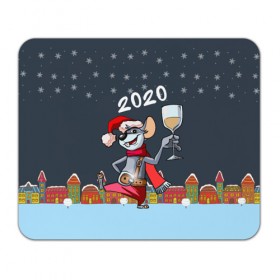 Коврик для мышки прямоугольный с принтом Мышонок с шампанским в Белгороде, натуральный каучук | размер 230 х 185 мм; запечатка лицевой стороны | Тематика изображения на принте: 2020 | mouse | rat | годкрысы | годмыши | зима | зимняя | крыса | мороз | мышка | мышь | новогодняя | новый год | новый год 2020 | рождество | симолгода | снег | холод