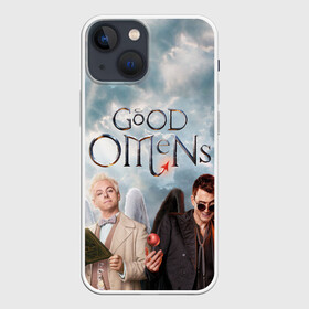 Чехол для iPhone 13 mini с принтом Good Omens в Белгороде,  |  | aziraphale | crowley | david | demon | good | omens | pratchett | tennant | terry | азирафаэль | ангел | благие | демон | дэвид | знамения | кроули | майкл шин | пратчетт | теннант | терри