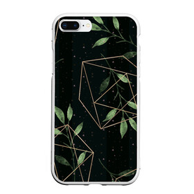 Чехол для iPhone 7Plus/8 Plus матовый с принтом Геометрия в природе в Белгороде, Силикон | Область печати: задняя сторона чехла, без боковых панелей | абстрактное | белое | ветви | ветвь | ветка | геометрические фигуры | желтое | зелёное | капли | листок | листья | природа | точки | чёрное