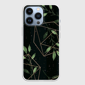 Чехол для iPhone 13 Pro с принтом Геометрия в природе в Белгороде,  |  | Тематика изображения на принте: абстрактное | белое | ветви | ветвь | ветка | геометрические фигуры | желтое | зелёное | капли | листок | листья | природа | точки | чёрное