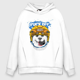 Мужское худи Oversize хлопок с принтом Hockey Dog в Белгороде, френч-терри — 70% хлопок, 30% полиэстер. Мягкий теплый начес внутри —100% хлопок | боковые карманы, эластичные манжеты и нижняя кромка, капюшон на магнитной кнопке | Тематика изображения на принте: art | dog | dog in the helmet | dog with the puck | doggie | helmet | hockey | puck | арт | пёс | пёсик | собака | собака в шлеме | собака с шайбой | собачка | хоккей | шайба | шлем