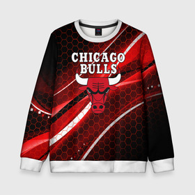 Детский свитшот 3D с принтом CHICAGO BULLS в Белгороде, 100% полиэстер | свободная посадка, прямой крой, мягкая тканевая резинка на рукавах и понизу свитшота | Тематика изображения на принте: bulls | chicago | chicago bulls | nba | red bulls | usa | америка | быки | нба | сша | чикаго буллс