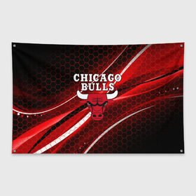 Флаг-баннер с принтом CHICAGO BULLS в Белгороде, 100% полиэстер | размер 67 х 109 см, плотность ткани — 95 г/м2; по краям флага есть четыре люверса для крепления | bulls | chicago | chicago bulls | nba | red bulls | usa | америка | быки | нба | сша | чикаго буллс
