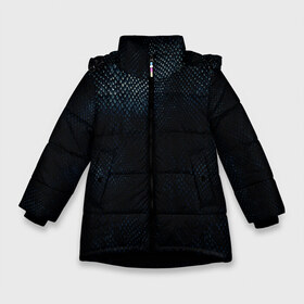 Зимняя куртка для девочек 3D с принтом Черный Дракон в Белгороде, ткань верха — 100% полиэстер; подклад — 100% полиэстер, утеплитель — 100% полиэстер. | длина ниже бедра, удлиненная спинка, воротник стойка и отстегивающийся капюшон. Есть боковые карманы с листочкой на кнопках, утяжки по низу изделия и внутренний карман на молнии. 

Предусмотрены светоотражающий принт на спинке, радужный светоотражающий элемент на пуллере молнии и на резинке для утяжки. | dragon | дракон | дракончик | змея | костюм | чешуя