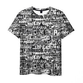 Мужская футболка 3D с принтом Mad Love в Белгороде, 100% полиэфир | прямой крой, круглый вырез горловины, длина до линии бедер | harleen quinzel | harley | harley quin | harley quinn | харли квин | харли квинн | харли куин | харли куинн | харлин квинзель