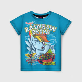 Детская футболка 3D с принтом Rainbow brops в Белгороде, 100% гипоаллергенный полиэфир | прямой крой, круглый вырез горловины, длина до линии бедер, чуть спущенное плечо, ткань немного тянется | applejack | little | magic | mlp | my | pinkie pie | pony | rainbow dash | rarity | twilight | дракон | дружба | единорог | искорка | пони | селестия | спайк | сумеречная | это чудо
