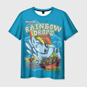 Мужская футболка 3D с принтом Rainbow brops в Белгороде, 100% полиэфир | прямой крой, круглый вырез горловины, длина до линии бедер | applejack | little | magic | mlp | my | pinkie pie | pony | rainbow dash | rarity | twilight | дракон | дружба | единорог | искорка | пони | селестия | спайк | сумеречная | это чудо