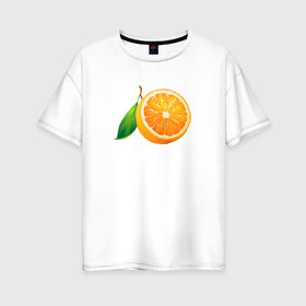 Женская футболка хлопок Oversize с принтом Апельсин в Белгороде, 100% хлопок | свободный крой, круглый ворот, спущенный рукав, длина до линии бедер
 | апельсин | еда | рисунок | фрукт