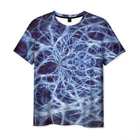 Мужская футболка 3D с принтом Nerves в Белгороде, 100% полиэфир | прямой крой, круглый вырез горловины, длина до линии бедер | nerves | абстрактно | абстрактные | абстрактный | абстракция | нейронная | неон | неонка | неоновые | нерв | нервная | нервы | объёмные | объёмный | светящиеся | светящийся | сетка | сеть | система